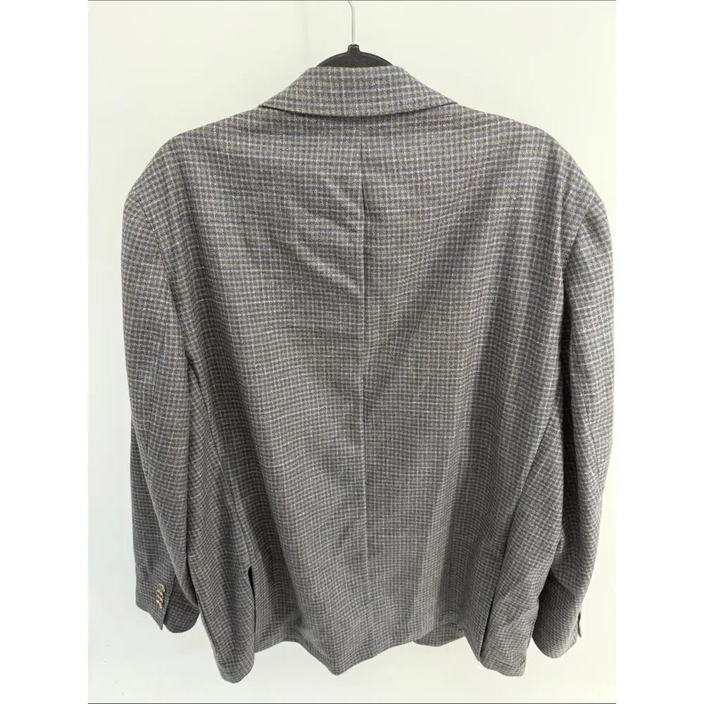 Peter Millar wool silk linen blend plaid 2 button double vent sport coat blazer